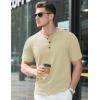 imageMAGCOMSEN Mens Henley Short Sleeve Shirt Cotton Lightweight Tee Shirts Casual Summer Basic Tees with PocketKhaki