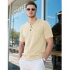imageMAGCOMSEN Mens Henley Short Sleeve Shirt Cotton Lightweight Tee Shirts Casual Summer Basic Tees with PocketLight Apricot