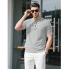 imageMAGCOMSEN Mens Henley Short Sleeve Shirt Cotton Lightweight Tee Shirts Casual Summer Basic Tees with PocketLight Grey