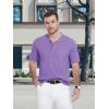 imageMAGCOMSEN Mens Henley Short Sleeve Shirt Cotton Lightweight Tee Shirts Casual Summer Basic Tees with PocketLight Purple