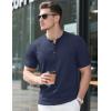 imageMAGCOMSEN Mens Henley Short Sleeve Shirt Cotton Lightweight Tee Shirts Casual Summer Basic Tees with PocketNevy Blue