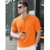 imageMAGCOMSEN Mens Henley Short Sleeve Shirt Cotton Lightweight Tee Shirts Casual Summer Basic Tees with PocketOrange