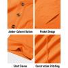 imageMAGCOMSEN Mens Henley Short Sleeve Shirt Cotton Lightweight Tee Shirts Casual Summer Basic Tees with PocketOrange