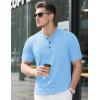 imageMAGCOMSEN Mens Henley Short Sleeve Shirt Cotton Lightweight Tee Shirts Casual Summer Basic Tees with PocketWater Blue