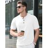 imageMAGCOMSEN Mens Henley Short Sleeve Shirt Cotton Lightweight Tee Shirts Casual Summer Basic Tees with PocketWhite