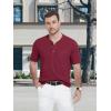 imageMAGCOMSEN Mens Henley Short Sleeve Shirt Cotton Lightweight Tee Shirts Casual Summer Basic Tees with PocketWine Red