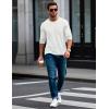 imageMAGCOMSEN Mens Long Sleeve Shirt with Pocket Cotton Crew Neck Shirts Casual Lightweight TShirt02white