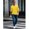 imageMAGCOMSEN Mens Long Sleeve Shirt with Pocket Cotton Crew Neck Shirts Casual Lightweight TShirt05yellow