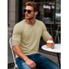 imageMAGCOMSEN Mens Long Sleeve Shirt with Pocket Cotton Crew Neck Shirts Casual Lightweight TShirt08khaki