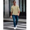 imageMAGCOMSEN Mens Long Sleeve Shirt with Pocket Cotton Crew Neck Shirts Casual Lightweight TShirt08khaki