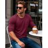 imageMAGCOMSEN Mens Long Sleeve Shirt with Pocket Cotton Crew Neck Shirts Casual Lightweight TShirt09wine Red