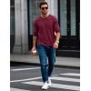 imageMAGCOMSEN Mens Long Sleeve Shirt with Pocket Cotton Crew Neck Shirts Casual Lightweight TShirt09wine Red