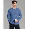 imageMAGCOMSEN Mens Long Sleeve Shirt with Pocket Cotton Crew Neck Shirts Casual Lightweight TShirt10grey Blue