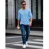 imageMAGCOMSEN Mens Long Sleeve Shirt with Pocket Cotton Crew Neck Shirts Casual Lightweight TShirt11waterfall Blue