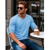 imageMAGCOMSEN Mens Long Sleeve Shirt with Pocket Cotton Crew Neck Shirts Casual Lightweight TShirt11waterfall Blue