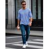 imageMAGCOMSEN Mens Long Sleeve Shirt with Pocket Cotton Crew Neck Shirts Casual Lightweight TShirt14light Blue