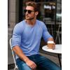 imageMAGCOMSEN Mens Long Sleeve Shirt with Pocket Cotton Crew Neck Shirts Casual Lightweight TShirt14light Blue