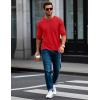 imageMAGCOMSEN Mens Long Sleeve Shirt with Pocket Cotton Crew Neck Shirts Casual Lightweight TShirt15red