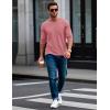imageMAGCOMSEN Mens Long Sleeve Shirt with Pocket Cotton Crew Neck Shirts Casual Lightweight TShirt16grey Pink