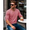 imageMAGCOMSEN Mens Long Sleeve Shirt with Pocket Cotton Crew Neck Shirts Casual Lightweight TShirt16grey Pink