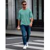 imageMAGCOMSEN Mens Long Sleeve Shirt with Pocket Cotton Crew Neck Shirts Casual Lightweight TShirt17grey Green