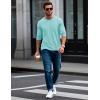 imageMAGCOMSEN Mens Long Sleeve Shirt with Pocket Cotton Crew Neck Shirts Casual Lightweight TShirt19lake Blue