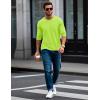 imageMAGCOMSEN Mens Long Sleeve Shirt with Pocket Cotton Crew Neck Shirts Casual Lightweight TShirt20fluorescent Green