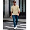 imageMAGCOMSEN Mens Long Sleeve Shirt with Pocket Cotton Crew Neck Shirts Casual Lightweight TShirt23apricot