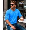 imageMAGCOMSEN Mens Long Sleeve Shirt with Pocket Cotton Crew Neck Shirts Casual Lightweight TShirt25azure
