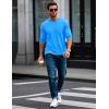 imageMAGCOMSEN Mens Long Sleeve Shirt with Pocket Cotton Crew Neck Shirts Casual Lightweight TShirt25azure