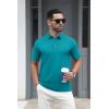 imageMAGCOMSEN Mens Polo Shirt Quick Dry Performance Short Sleeve Tactical Shirts Pique Jersey Golf ShirtBlue Green