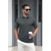 imageMAGCOMSEN Mens Polo Shirt Quick Dry Performance Short Sleeve Tactical Shirts Pique Jersey Golf ShirtDark Grey