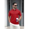 imageMAGCOMSEN Mens Polo Shirt Quick Dry Performance Short Sleeve Tactical Shirts Pique Jersey Golf ShirtTomato Red