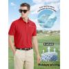 imageMAGCOMSEN Mens Polo Shirt Quick Dry Performance Short Sleeve Tactical Shirts Pique Jersey Golf ShirtTomato Red