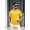 imageMAGCOMSEN Mens Polo Shirt Quick Dry Performance Short Sleeve Tactical Shirts Pique Jersey Golf ShirtYellow
