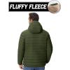 imageMAGCOMSEN Mens Puffer Jacket with Hood Fleece lined Warm Puffer Coats Water Resistant Down Jacket Zip Up Winter JacketsArmygreen