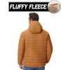 imageMAGCOMSEN Mens Puffer Jacket with Hood Fleece lined Warm Puffer Coats Water Resistant Down Jacket Zip Up Winter JacketsLightbrown