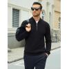 imageMAGCOMSEN Mens Quarter Zip Pullover Lightweight Mock Neck Polo Sweater Long Sleeve Warm Fall Winter Pullover SweatersBlack
