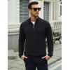 imageMAGCOMSEN Mens Quarter Zip Pullover Lightweight Mock Neck Polo Sweater Long Sleeve Warm Fall Winter Pullover SweatersBlack
