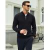 imageMAGCOMSEN Mens Quarter Zip Pullover Lightweight Mock Neck Polo Sweater Long Sleeve Warm Fall Winter Pullover SweatersBlack