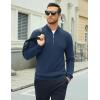 imageMAGCOMSEN Mens Quarter Zip Pullover Lightweight Mock Neck Polo Sweater Long Sleeve Warm Fall Winter Pullover SweatersDenim Blue