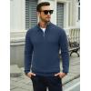 imageMAGCOMSEN Mens Quarter Zip Pullover Lightweight Mock Neck Polo Sweater Long Sleeve Warm Fall Winter Pullover SweatersDenim Blue