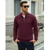 imageMAGCOMSEN Mens Quarter Zip Pullover Lightweight Mock Neck Polo Sweater Long Sleeve Warm Fall Winter Pullover SweatersWine Red