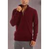 imageMAGCOMSEN Mens Quarter Zip Pullover Lightweight Mock Neck Polo Sweater Long Sleeve Warm Fall Winter Pullover SweatersWine Red