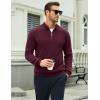 imageMAGCOMSEN Mens Quarter Zip Pullover Lightweight Mock Neck Polo Sweater Long Sleeve Warm Fall Winter Pullover SweatersWine Red