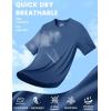 imageMAGCOMSEN Mens Short Sleeve UPF 50 Sun Protection Shirts Quick Dry Athletic TShirt Hiking Running Swimming Rash GuardBlue Gray