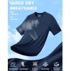 imageMAGCOMSEN Mens Short Sleeve UPF 50 Sun Protection Shirts Quick Dry Athletic TShirt Hiking Running Swimming Rash GuardNavy