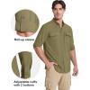 imageMAGCOMSEN Mens Sun Protection Fishing Shirts Long Sleeve UPF 50 Quick Dry Cooling Button Down Shirt for Hiking SafariKhaki