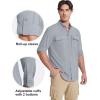 imageMAGCOMSEN Mens Sun Protection Fishing Shirts Long Sleeve UPF 50 Quick Dry Cooling Button Down Shirt for Hiking SafariLight Grey