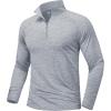 imageMAGCOMSEN Mens Sun Protection UPF 50 Long Sleeve Shirt Quarter Zip Pullover Quick Dry Lightweight Fishing Running Rash GuardLight Grey
